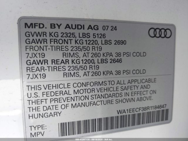2024 AUDI Q3 WA1EECF38R1184647 Photo 8
