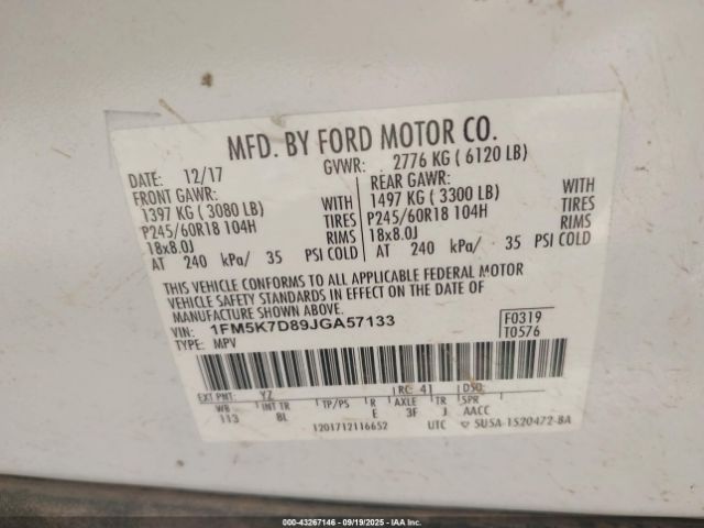 2018 FORD EXPLORER 1FM5K7D89JGA57133 Photo 8