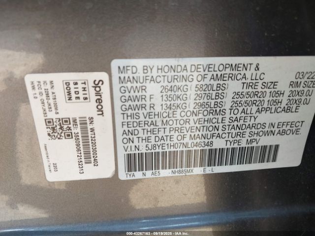 2022 ACURA MDX 5J8YE1H07NL046348 Photo 8