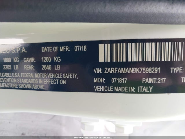 ZARFAMAN9K7598291 Alfa Romeo giulia (952)