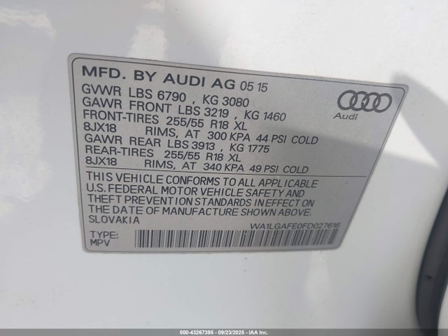 2015 AUDI Q7 WA1LGAFE0FD027616 Photo 8