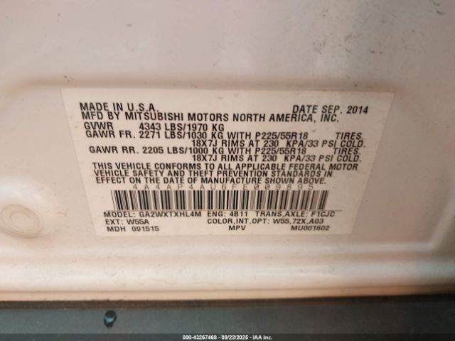 2015 MITSUBISHI OUTLANDER SPORT 4A4AP4AU6FE009895 Photo 8