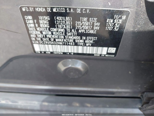 3CZRU5H32HM711483 Honda r18z9