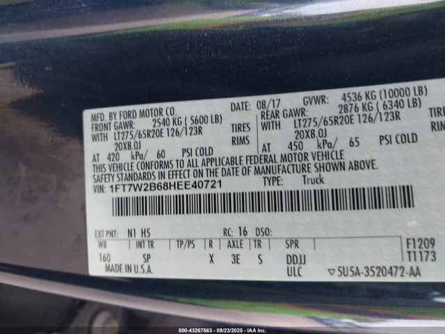 Ford 2017 2017 1FT7W2B68HEE40721 Image 9
