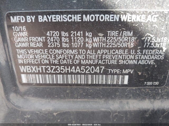 WBXHT3Z35H4A52047 BMW X1