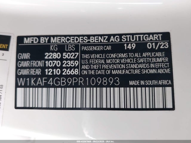 W1KAF4GB9PR109893 Mercedes-Benz m254