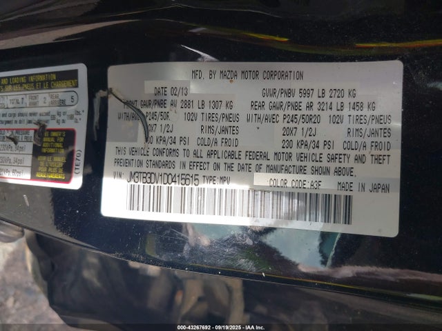 2013 MAZDA CX-9 JM3TB3DV1D0415615 Photo 8