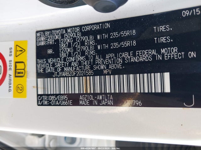 JTJYARBZ0F2021585 Lexus 8ar-fts