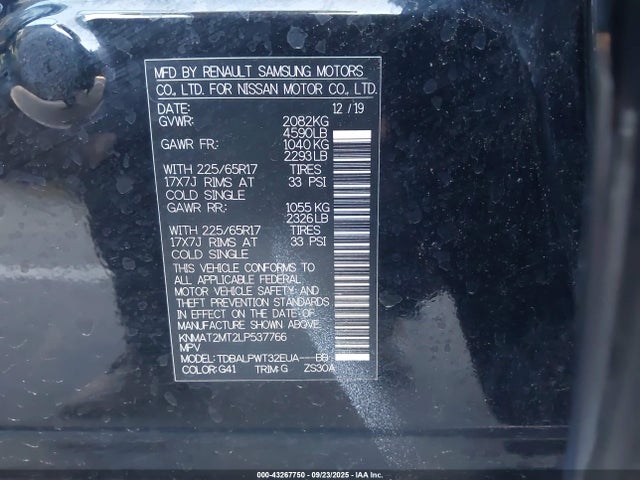 Nissan Rogue 2020 KNMAT2MT2LP537766 Image 9