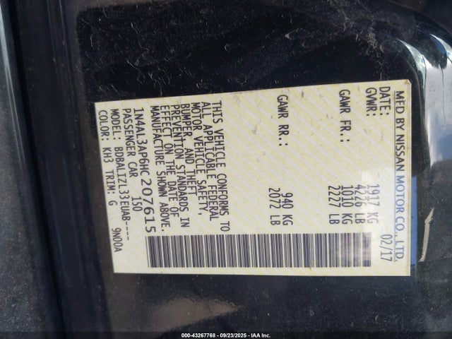 Nissan Altima 2017 1N4AL3AP6HC207615 Image 9