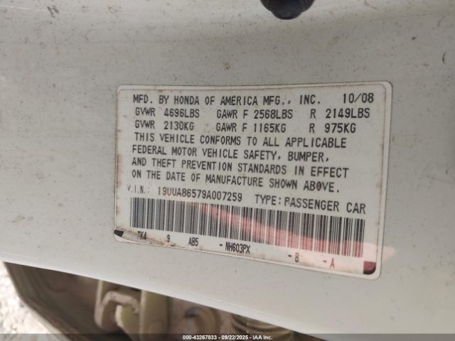 2009 ACURA TL 19UUA86579A007259 Photo 8