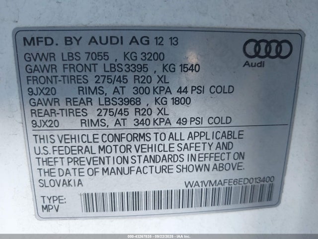 2014 AUDI Q7 WA1VMAFE6ED013400 Photo 8