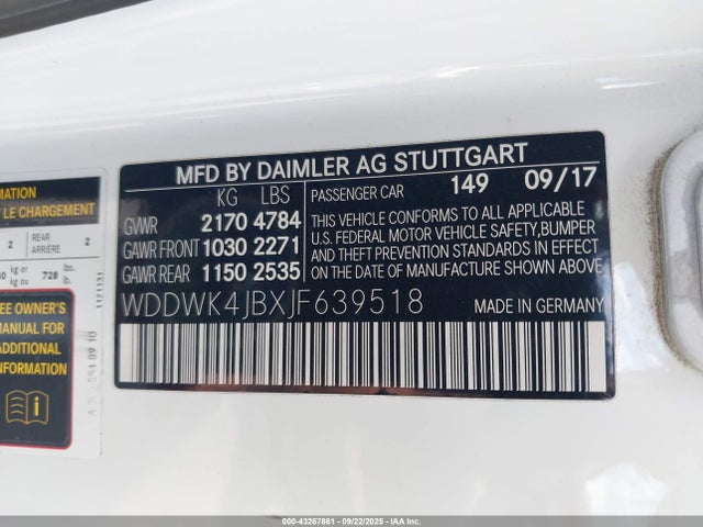 WDDWK4JBXJF639518 Mercedes-Benz m274