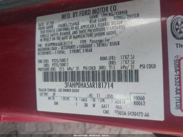 2010 FORD FUSION 3FAHP0HA5AR181714 Photo 8