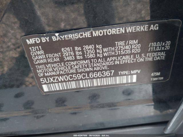 2012 BMW X5 5UXZW0C59CL666367 Photo 8