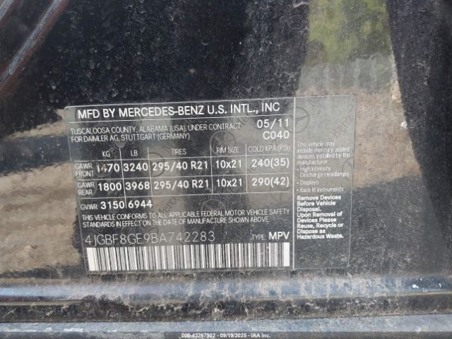 2011 MERCEDES-BENZ GL 550 4JGBF8GE9BA742283 Photo 8