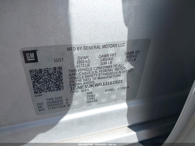 1GNEVJKW0JJ161921 Chevrolet lfy - spark ignited direct injection, atss, gen 1