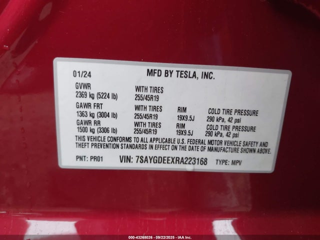 2024 TESLA MODEL Y 7SAYGDEEXRA223168 Photo 8