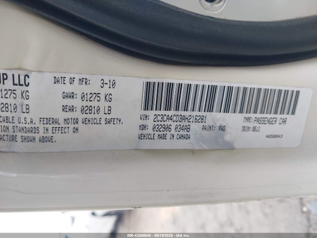 Продажа на аукционе авто 2010 Chrysler 300 Touring, vin: 2C3CA4CD3AH216281, номер лота: 43268045