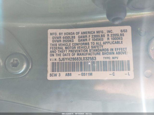 2003 HONDA ELEMENT 5J6YH28683L032563 Photo 8