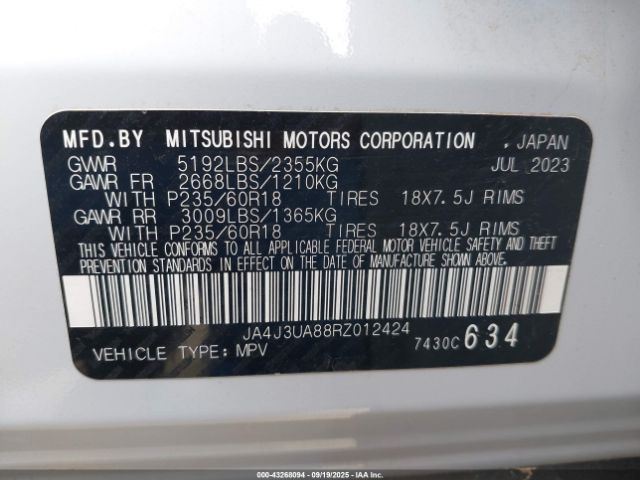 2024 MITSUBISHI OUTLANDER JA4J3UA88RZ012424 Photo 8