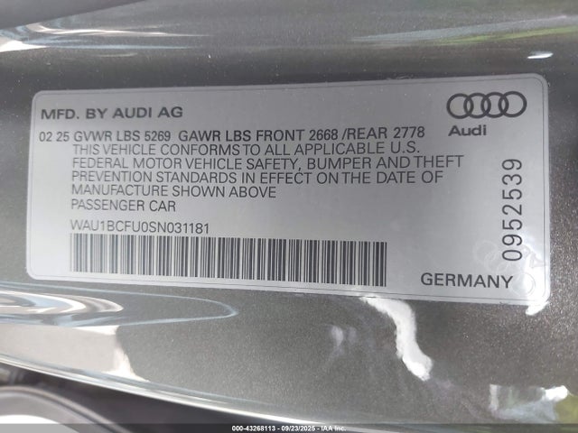 2025 AUDI A5 WAU1BCFU0SN031181 Photo 8