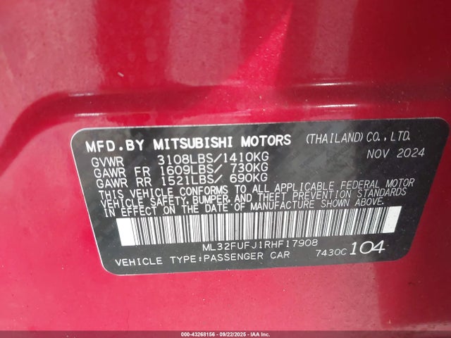 2024 MITSUBISHI MIRAGE G4 ML32FUFJ1RHF17908 Photo 8