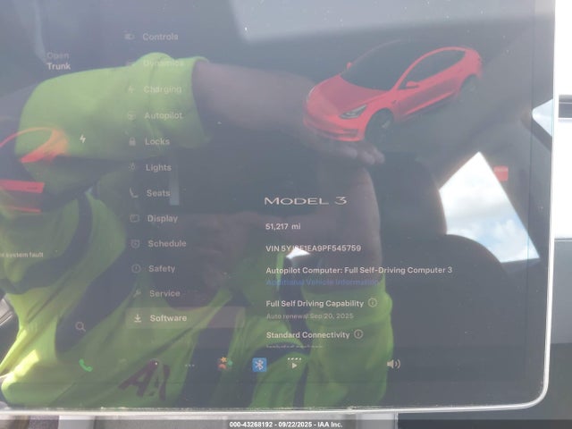 43268192 :رقم المزاد ، 5YJ3E1EA9PF545759 vin ، 2023 Tesla Model 3 Rear-wheel Drive مزاد بيع