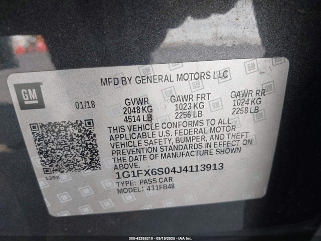 1G1FX6S04J4113913 Chevrolet 2018