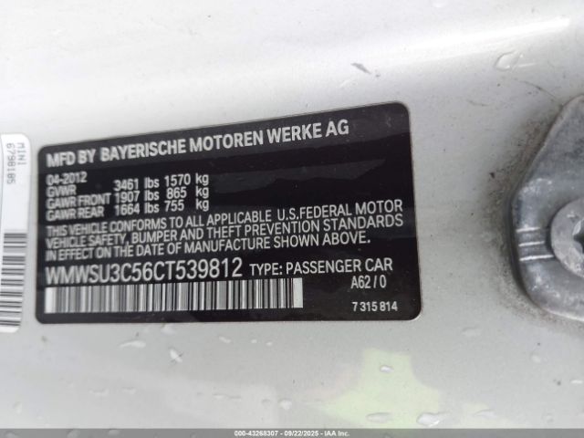 2012 MINI COOPER WMWSU3C56CT539812 Photo 8