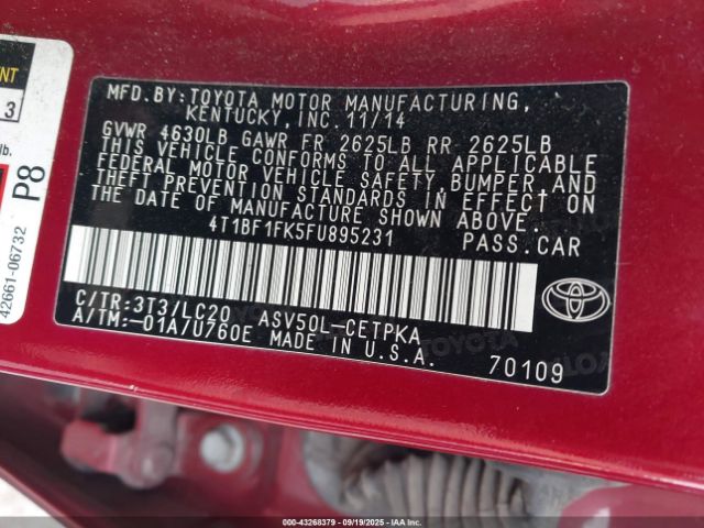 2015 TOYOTA CAMRY 4T1BF1FK5FU895231 Photo 8