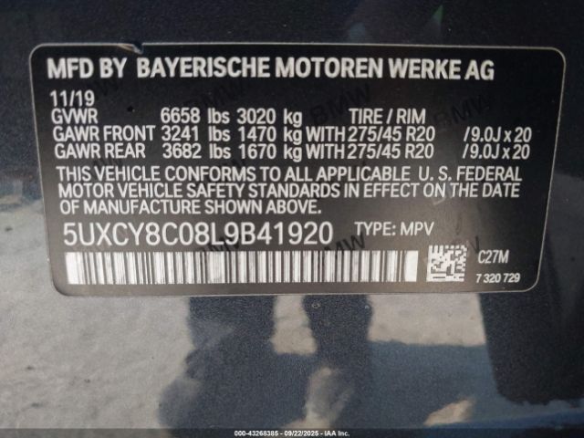 2020 BMW X6 5UXCY8C08L9B41920 Photo 8