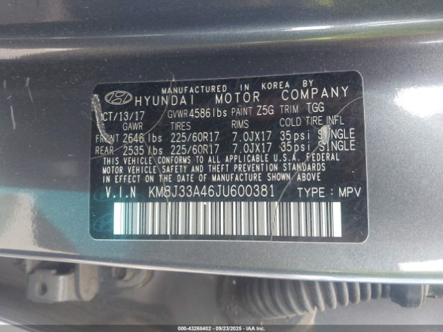 2018 HYUNDAI TUCSON KM8J33A46JU600381 Photo 8