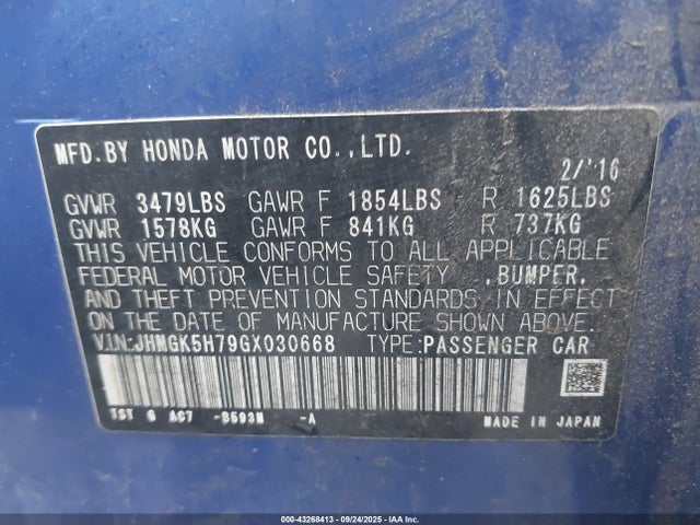 JHMGK5H79GX030668 Honda l15b1