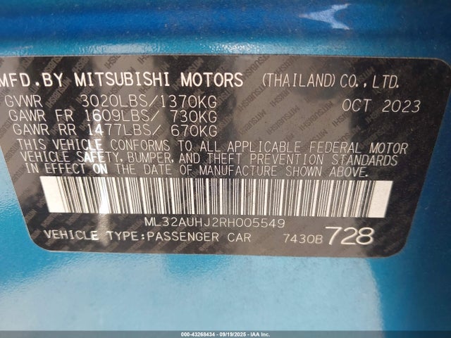 2024 MITSUBISHI MIRAGE ML32AUHJ2RH005549 Photo 8