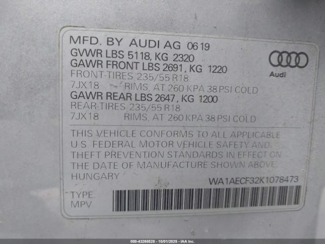 2019 AUDI Q3 WA1AECF32K1078473 Photo 8