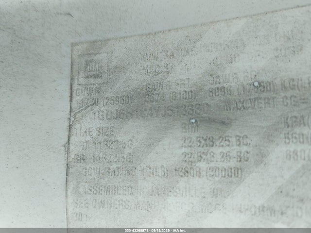 43268571 :رقم المزاد ، 1GDJ6H1C4YJ513330 vin ، 2000 Gmc Tc6h042 مزاد بيع