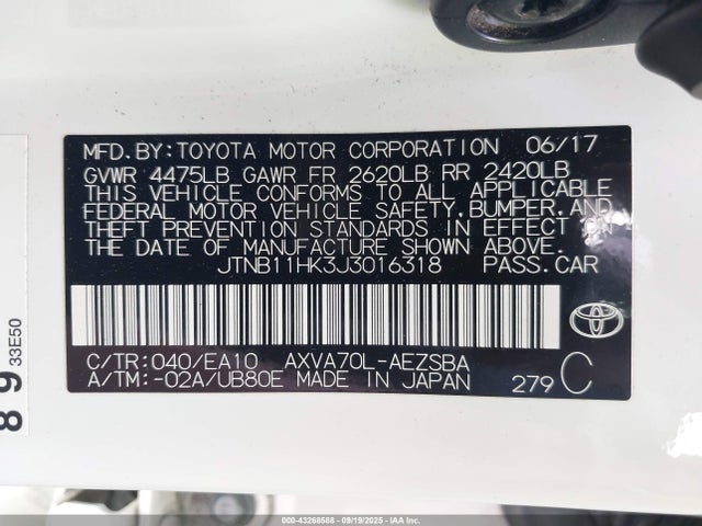 JTNB11HK3J3016318 Toyota a25a-fks