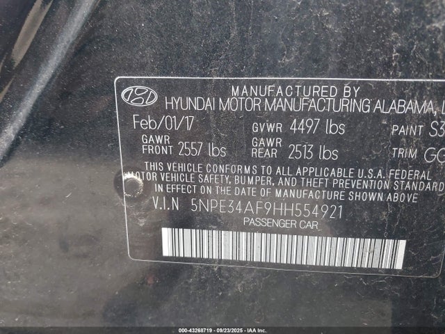 5NPE34AF9HH554921 Hyundai Sonata
