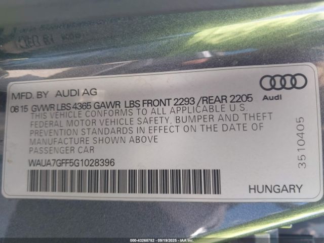 2016 AUDI A3 WAUA7GFF5G1028396 Photo 8