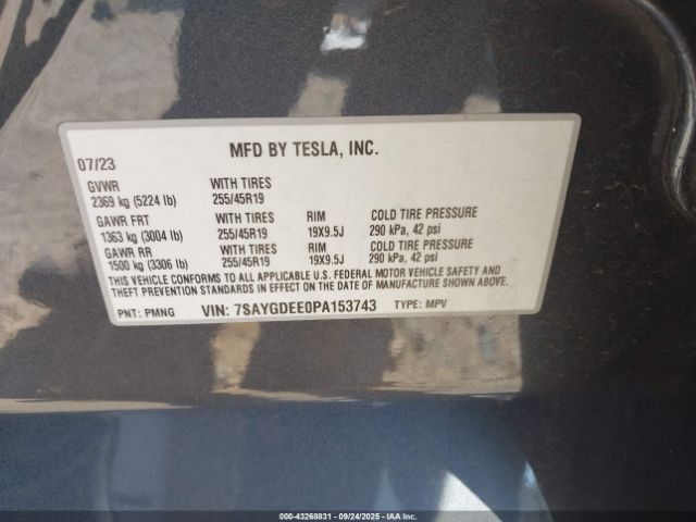 2023 TESLA MODEL Y 7SAYGDEE0PA153743 Photo 8