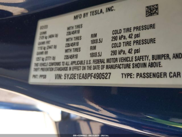 2023 TESLA MODEL 3 5YJ3E1EA8PF490527 Photo 8