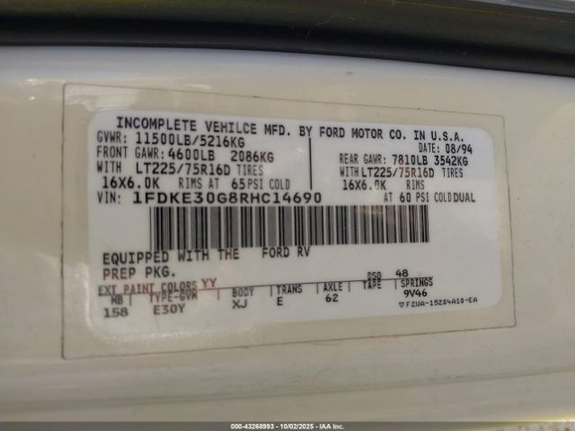 1994 FORD ECONOLINE 1FDKE30G8RHC14690 Photo 8