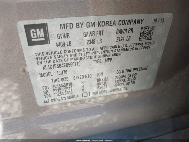 Aukcja sprzedaży 2014 Buick Encore, vin: KL4CJESB4EB566710, numer aukcji: 43269005