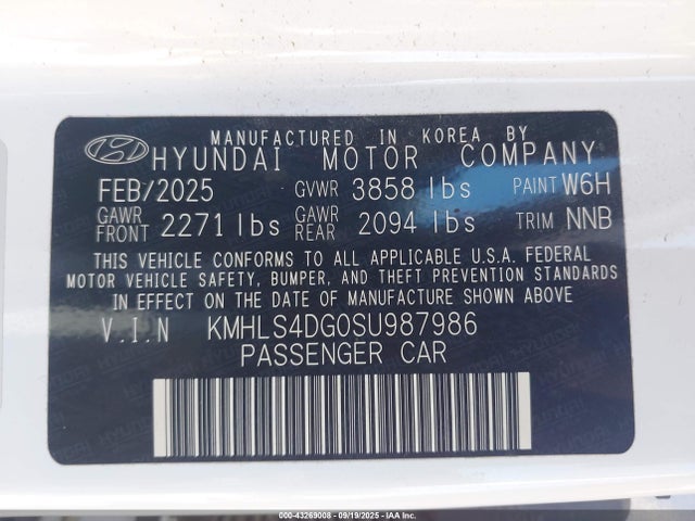 Hyundai mpi nu pe 2025 KMHLS4DG0SU987986 Image 9