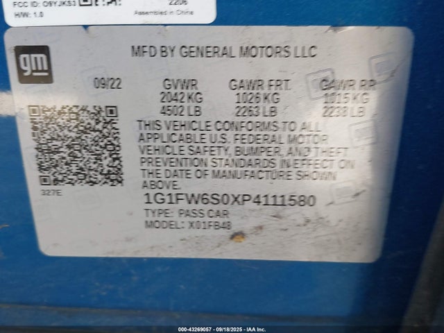 1G1FW6S0XP4111580 Chevrolet 2023