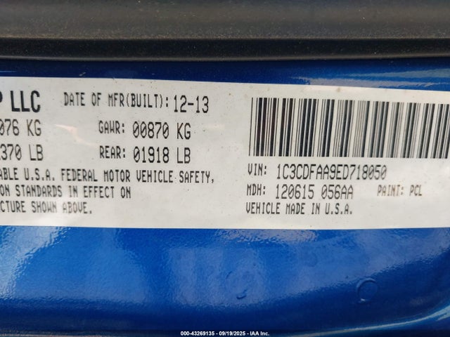 43269135 :رقم المزاد ، 1C3CDFAA9ED718050 vin ، 2014 Dodge Dart Se مزاد بيع