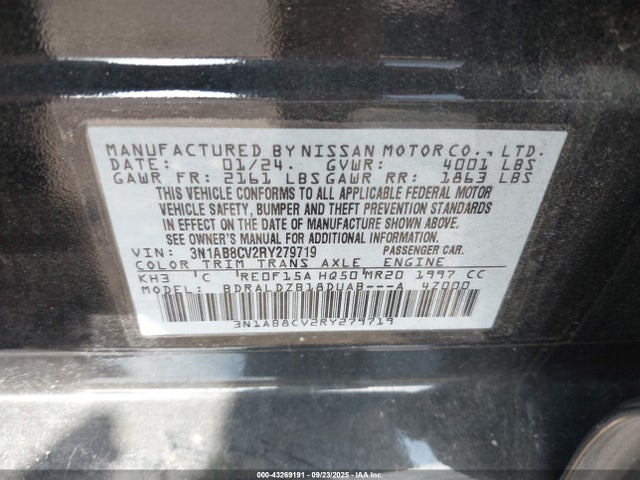 43269191 :رقم المزاد ، 3N1AB8CV2RY279719 vin ، 2024 Nissan Sentra Sv Xtronic Cvt مزاد بيع