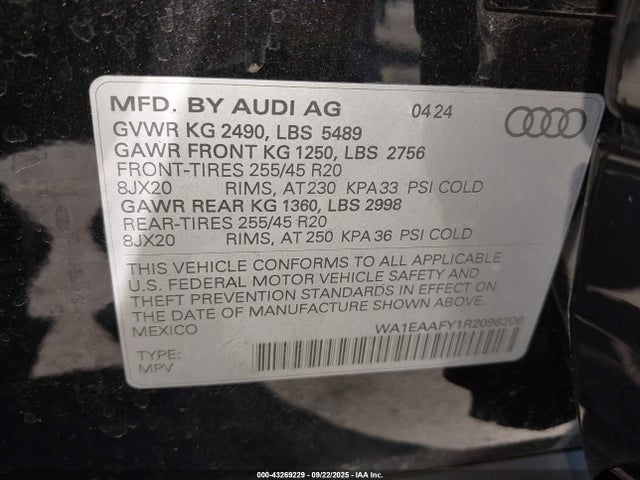 2024 AUDI Q5 WA1EAAFY1R2096206 Photo 8