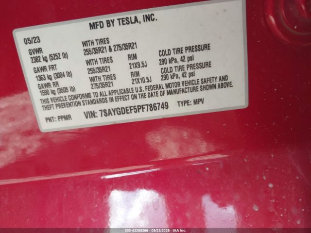 2023 TESLA MODEL Y 7SAYGDEF5PF786749 Photo 8